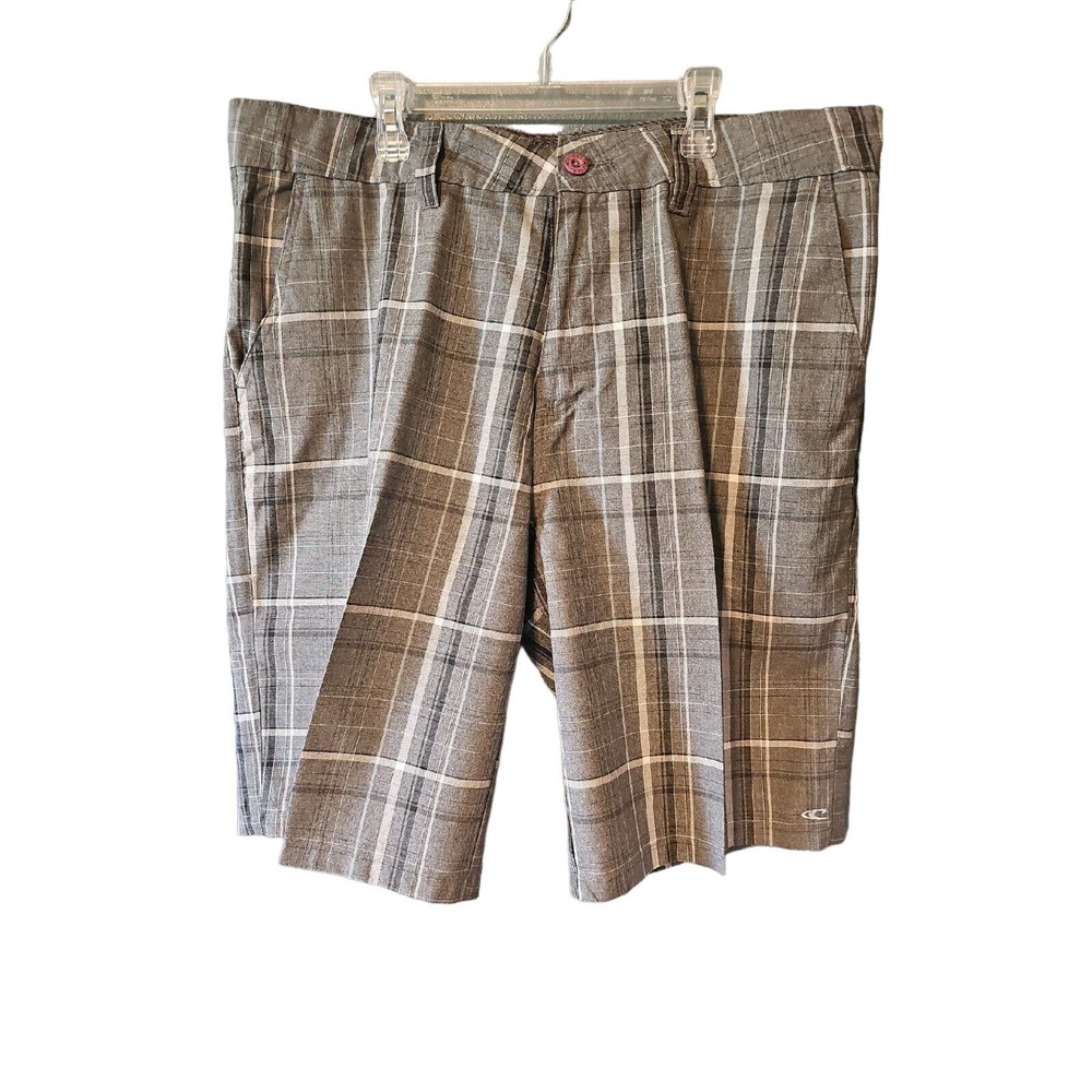 O'Neill Mens Shorts Mens Gray Plaid Size 36 Plaid 100% Polyester RN # 85773